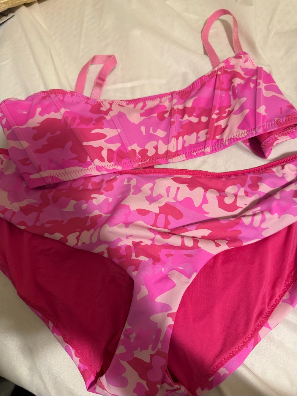 SKIMS Pink Camo Two-Piece Bikini Set